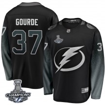 Men's Fanatics Branded Tampa Bay Lightning Yanni Gourde Black Alternate 2020 Stanley Cup Champions Jersey - Breakaway