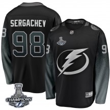 Men's Fanatics Branded Tampa Bay Lightning Mikhail Sergachev Black Alternate 2020 Stanley Cup Champions Jersey - Breakaway