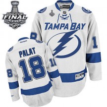 Men's Reebok Tampa Bay Lightning Ondrej Palat White Away 2015 Stanley Cup Patch Jersey - Authentic