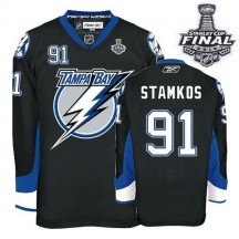 Men's Reebok Tampa Bay Lightning Steven Stamkos Black 2015 Stanley Cup Patch Jersey - Authentic