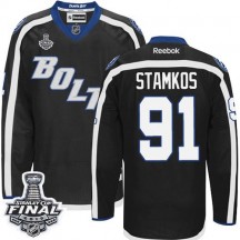Men's Reebok Tampa Bay Lightning Steven Stamkos Black New Third 2015 Stanley Cup Patch Jersey - Authentic