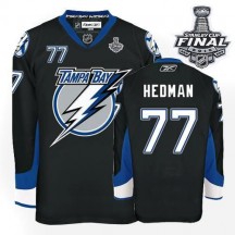 Men's Reebok Tampa Bay Lightning Victor Hedman Black 2015 Stanley Cup Patch Jersey - Authentic
