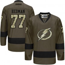 Men's Reebok Tampa Bay Lightning Victor Hedman Green Salute to Service Jersey - Authentic
