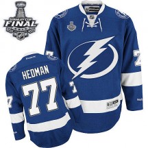 Men's Reebok Tampa Bay Lightning Victor Hedman Royal Blue Home 2015 Stanley Cup Patch Jersey - Authentic