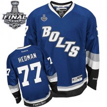 Men's Reebok Tampa Bay Lightning Victor Hedman Royal Blue Third 2015 Stanley Cup Patch Jersey - Authentic