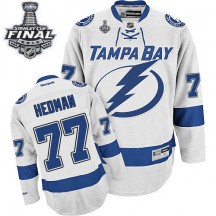 Men's Reebok Tampa Bay Lightning Victor Hedman White Away 2015 Stanley Cup Patch Jersey - Authentic