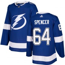 Men's Adidas Tampa Bay Lightning Matthew Spencer Blue Jersey - Authentic
