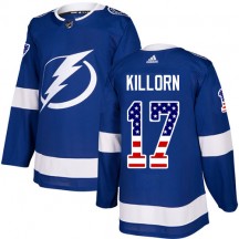 Men's Adidas Tampa Bay Lightning Alex Killorn Blue USA Flag Fashion Jersey - Authentic