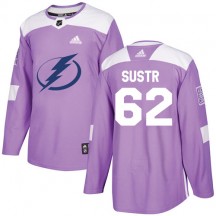 Men's Adidas Tampa Bay Lightning Andrej Sustr Purple Fights Cancer Practice Jersey - Authentic