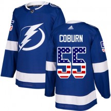 Men's Adidas Tampa Bay Lightning Braydon Coburn Blue USA Flag Fashion Jersey - Authentic