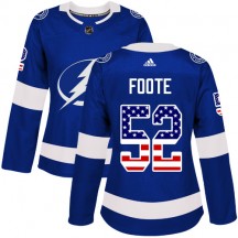 Women's Adidas Tampa Bay Lightning Callan Foote Blue USA Flag Fashion Jersey - Authentic