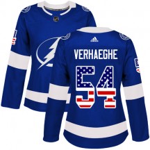 Women's Adidas Tampa Bay Lightning Carter Verhaeghe Blue USA Flag Fashion Jersey - Authentic