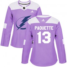 Women's Adidas Tampa Bay Lightning Cedric Paquette Purple Fights Cancer Practice Jersey - Authentic