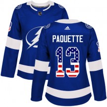 Women's Adidas Tampa Bay Lightning Cedric Paquette Blue USA Flag Fashion Jersey - Authentic