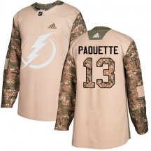 Men's Adidas Tampa Bay Lightning Cedric Paquette Camo Veterans Day Practice Jersey - Authentic