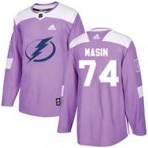 Men's Adidas Tampa Bay Lightning Dominik Masin Purple Fights Cancer Practice Jersey - Authentic
