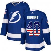 Men's Adidas Tampa Bay Lightning Gabriel Dumont Blue USA Flag Fashion Jersey - Authentic