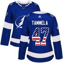 Women's Adidas Tampa Bay Lightning Jonne Tammela Blue USA Flag Fashion Jersey - Authentic