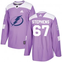 Men's Adidas Tampa Bay Lightning Mitchell Stephens Purple Fights Cancer Practice Jersey - Authentic