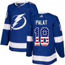 Men's Adidas Tampa Bay Lightning Ondrej Palat Blue USA Flag Fashion Jersey - Authentic