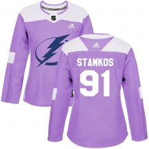 Women's Adidas Tampa Bay Lightning Steven Stamkos Purple Fights Cancer Practice Jersey - Authentic