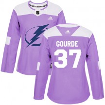Women's Adidas Tampa Bay Lightning Yanni Gourde Purple Fights Cancer Practice Jersey - Authentic