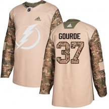 Men's Adidas Tampa Bay Lightning Yanni Gourde Camo Veterans Day Practice Jersey - Authentic