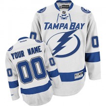 Men's Reebok Tampa Bay Lightning Custom White Away Jersey - Authentic