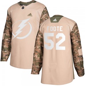 Men's Adidas Tampa Bay Lightning Cal Foote Camo Veterans Day Practice Jersey - Authentic
