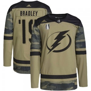 Youth Adidas Tampa Bay Lightning Brian Bradley Camo Military Appreciation Practice 2022 Stanley Cup Final Jersey - Authentic