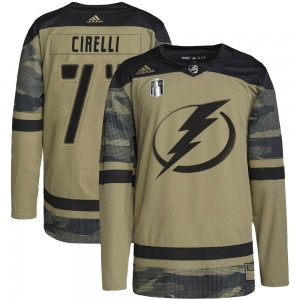 Youth Adidas Tampa Bay Lightning Anthony Cirelli Camo Military Appreciation Practice 2022 Stanley Cup Final Jersey - Authentic