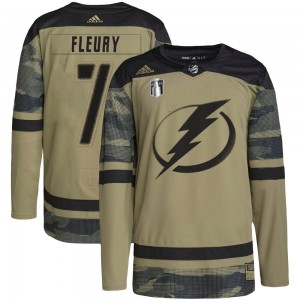 Youth Adidas Tampa Bay Lightning Haydn Fleury Camo Military Appreciation Practice 2022 Stanley Cup Final Jersey - Authentic