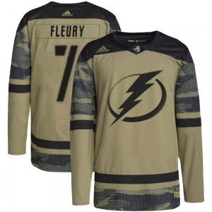 Men's Adidas Tampa Bay Lightning Haydn Fleury Camo Military Appreciation Practice Jersey - Authentic