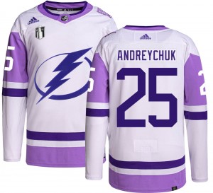 Men's Adidas Tampa Bay Lightning Dave Andreychuk Hockey Fights Cancer 2022 Stanley Cup Final Jersey - Authentic