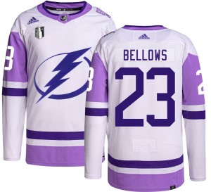 Men's Adidas Tampa Bay Lightning Brian Bellows Hockey Fights Cancer 2022 Stanley Cup Final Jersey - Authentic