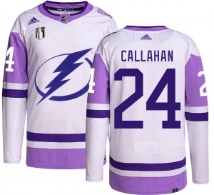 Men's Adidas Tampa Bay Lightning Ryan Callahan Hockey Fights Cancer 2022 Stanley Cup Final Jersey - Authentic
