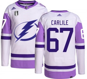 Men's Adidas Tampa Bay Lightning Declan Carlile Hockey Fights Cancer 2022 Stanley Cup Final Jersey - Authentic