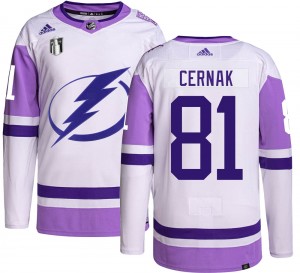 Men's Adidas Tampa Bay Lightning Erik Cernak Hockey Fights Cancer 2022 Stanley Cup Final Jersey - Authentic