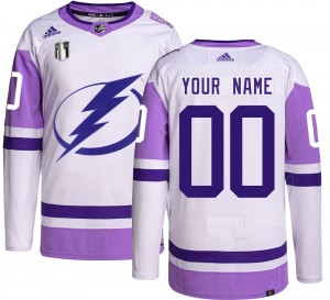 Men's Adidas Tampa Bay Lightning Custom Custom Hockey Fights Cancer 2022 Stanley Cup Final Jersey - Authentic