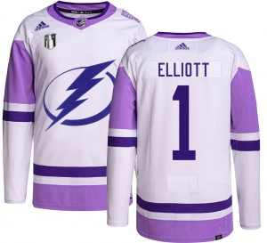 Men's Adidas Tampa Bay Lightning Brian Elliott Hockey Fights Cancer 2022 Stanley Cup Final Jersey - Authentic