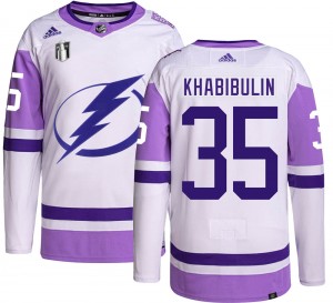Men's Adidas Tampa Bay Lightning Nikolai Khabibulin Hockey Fights Cancer 2022 Stanley Cup Final Jersey - Authentic