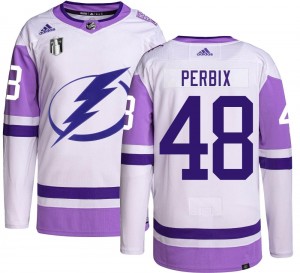 Men's Adidas Tampa Bay Lightning Nick Perbix Hockey Fights Cancer 2022 Stanley Cup Final Jersey - Authentic