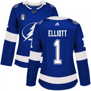 Women's Adidas Tampa Bay Lightning Brian Elliott Blue Home 2022 Stanley Cup Final Jersey - Authentic