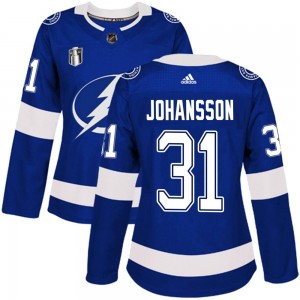 Women's Adidas Tampa Bay Lightning Jonas Johansson Blue Home 2022 Stanley Cup Final Jersey - Authentic
