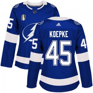 Women's Adidas Tampa Bay Lightning Cole Koepke Blue Home 2022 Stanley Cup Final Jersey - Authentic