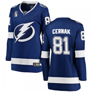 Women's Fanatics Branded Tampa Bay Lightning Erik Cernak Blue Home 2022 Stanley Cup Final Jersey - Breakaway