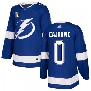 Men's Adidas Tampa Bay Lightning Maxim Cajkovic Blue Home 2022 Stanley Cup Final Jersey - Authentic