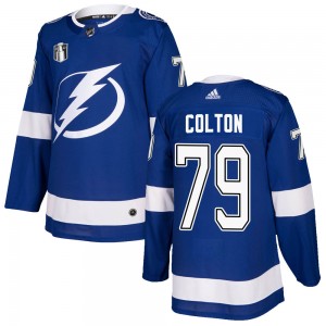 Men's Adidas Tampa Bay Lightning Ross Colton Blue Home 2022 Stanley Cup Final Jersey - Authentic