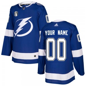 Men's Adidas Tampa Bay Lightning Custom Blue Custom Home 2022 Stanley Cup Final Jersey - Authentic