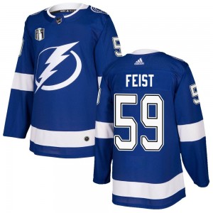 Men's Adidas Tampa Bay Lightning Tyson Feist Blue Home 2022 Stanley Cup Final Jersey - Authentic